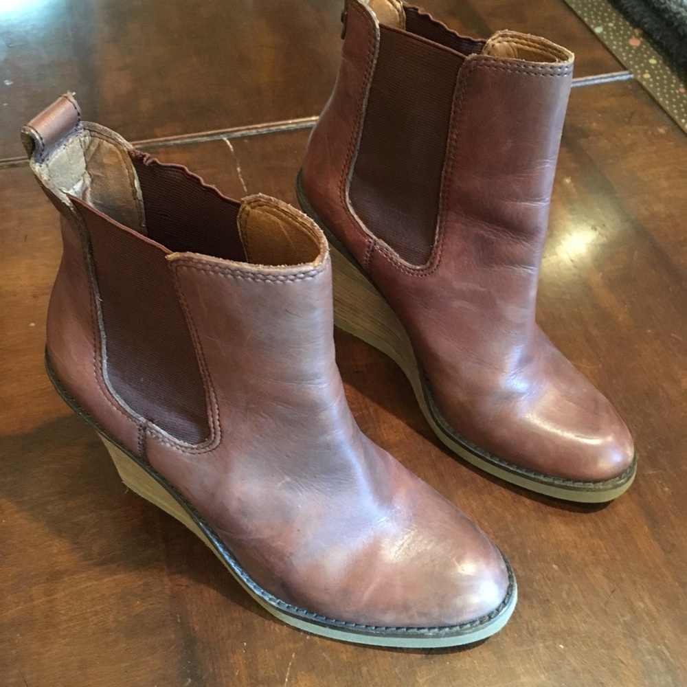 Women’s Lucky Brand leather wedge booties